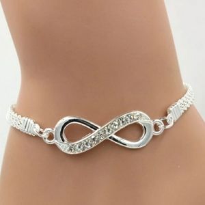 NEW Silver Infinity Bracelet With Rhinestones